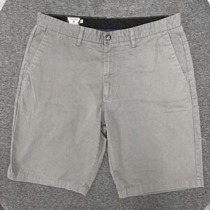 Volcom Mens‎ Gray Solid Casual Chino Shorts Size 36 Corp Class Skate Surf
